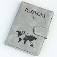 A-116 Обложка на паспорт c кнопкой &quot;Travel 101&quot; (эко-кожа) - A-116 Обложка на паспорт c кнопкой "Travel 101" (эко-кожа)